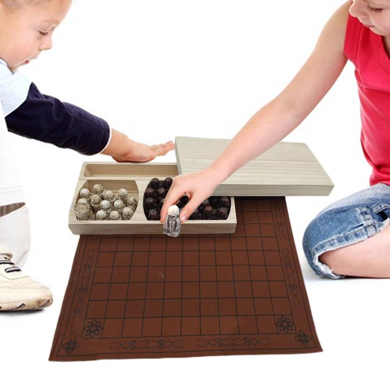 Board Game Vikings - ชุดหมากรุกเกมไวกิ้งเกมกระดานกลยุทธ์ผู้เล่นสองคนแบบดั้งเดิมกระดานหมากรุกแบบพับได้แผ่นเรซินความบันเทิง