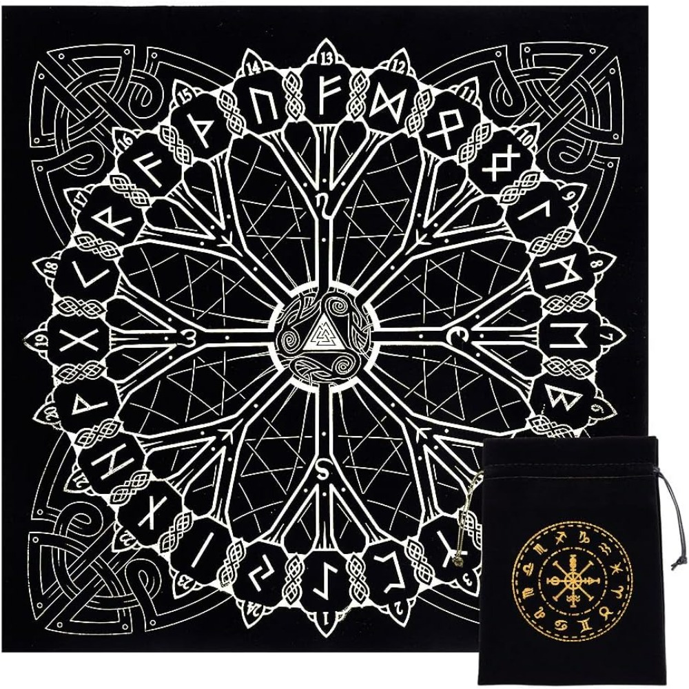 Board Game Vikings - ผ้าแท่นบูชาไวกิ้ง Runes Celestial Constellation Tarot Deck